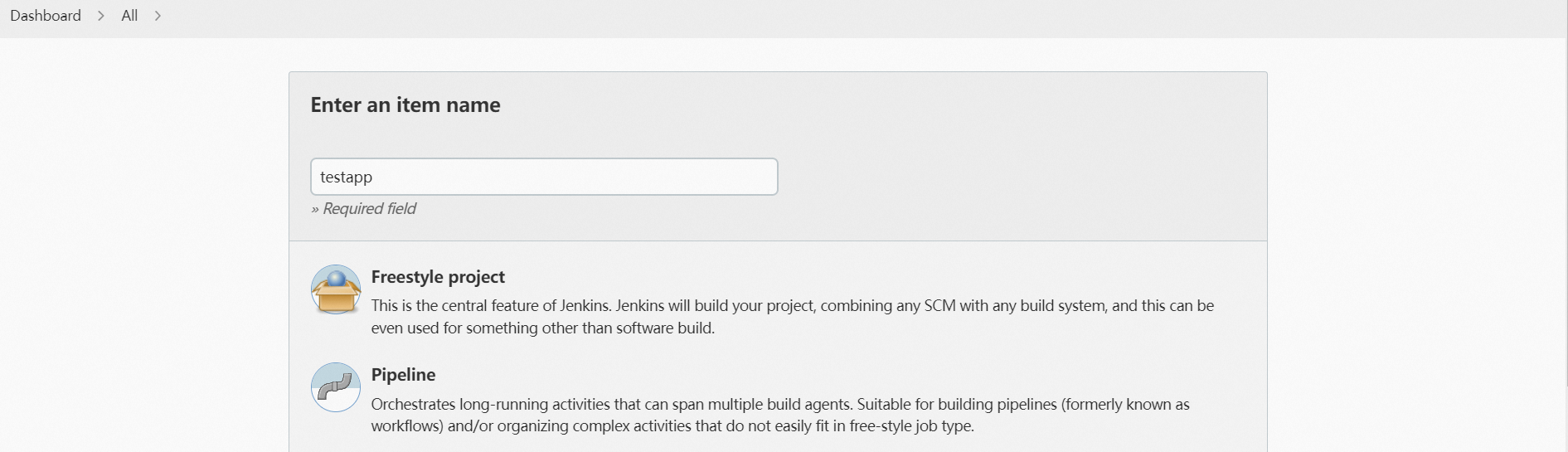 Use Jenkins to create a project