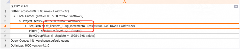 Execution plan showing query rewritten to Dynamic Table