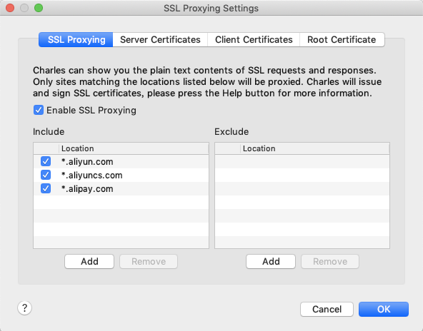 SSL Proxy Settings