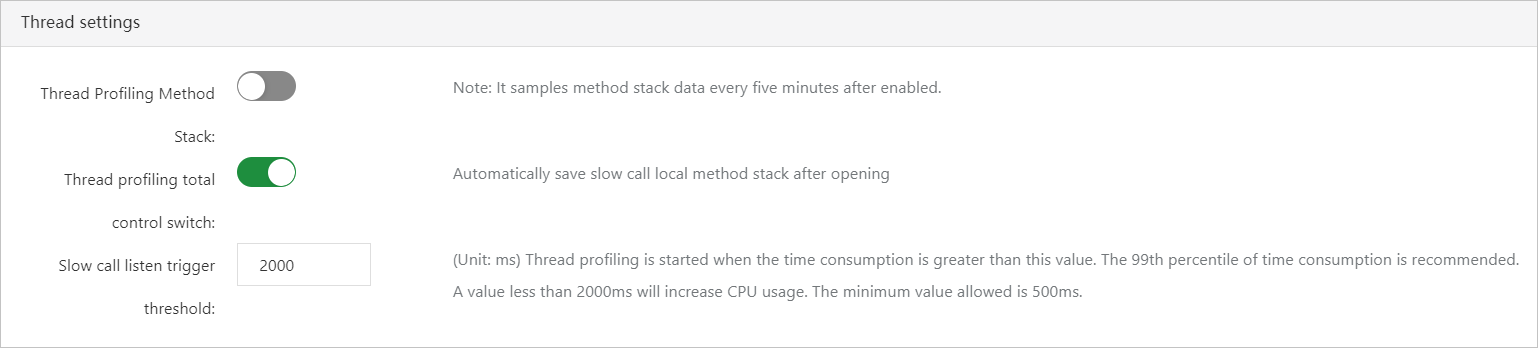 Thread Settings
