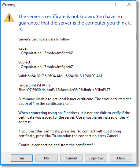 Accept the server certificate