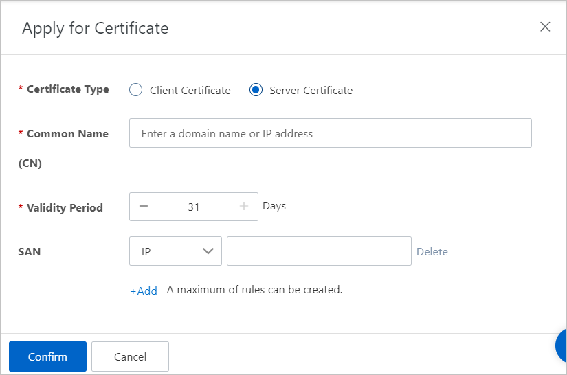 Apply for a private certificate