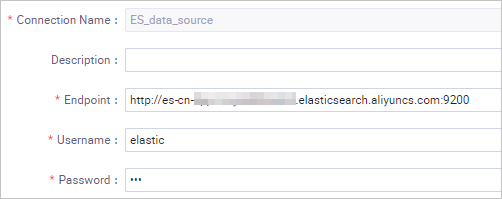 Configuration of the Elasticsearch data source