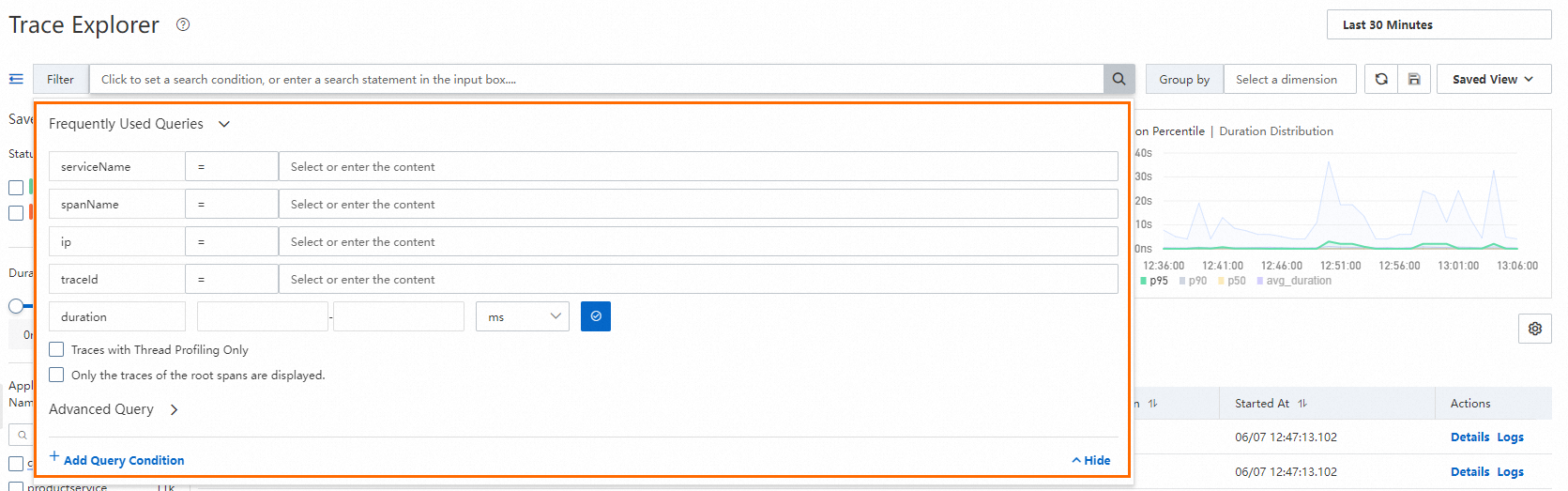 Specify filter conditions