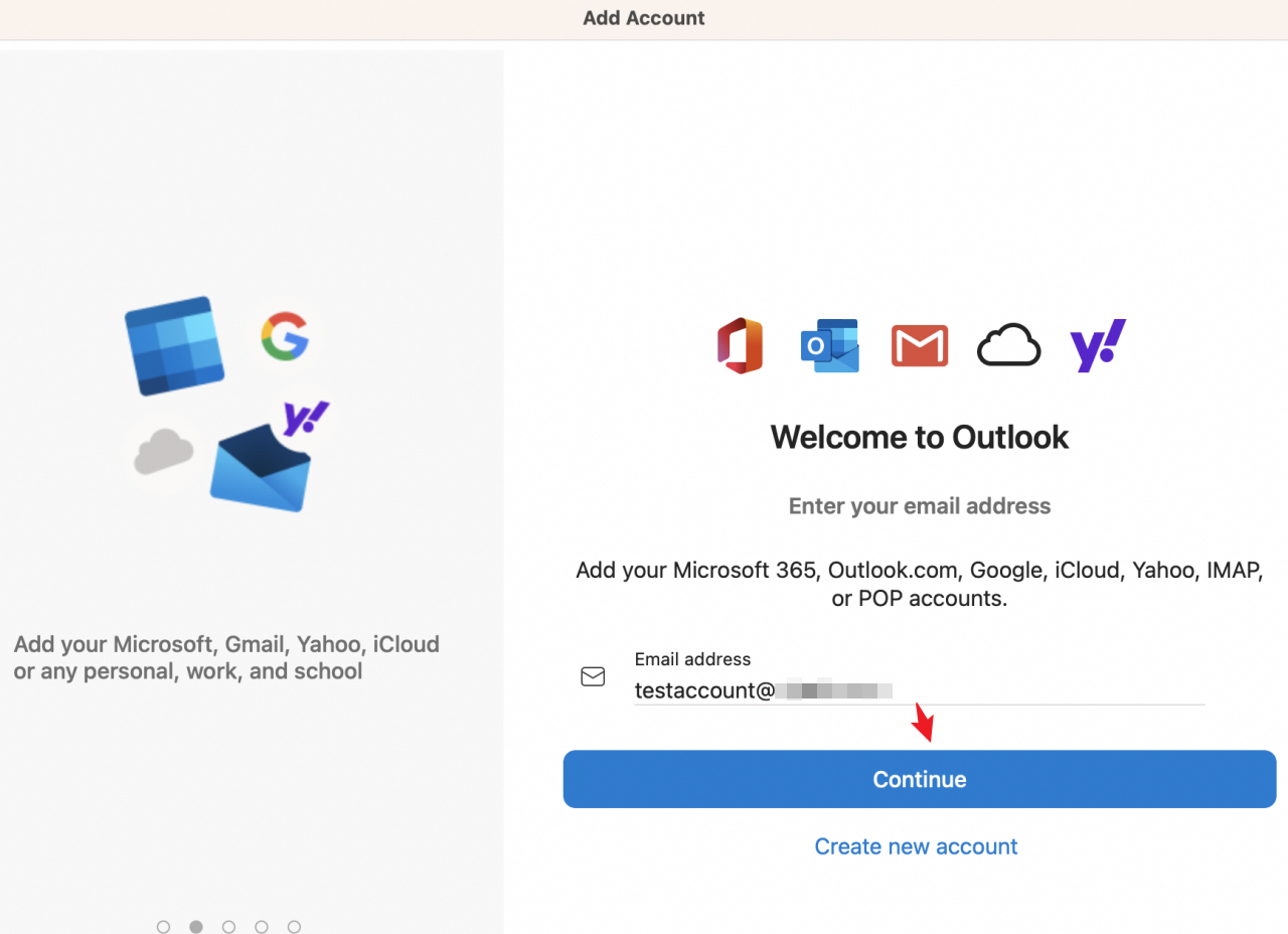 Add an account in Outlook