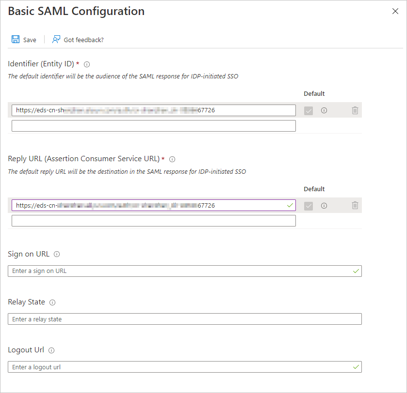 Configure SAML settings