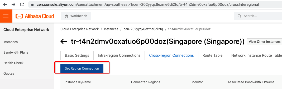 Cross-region connections