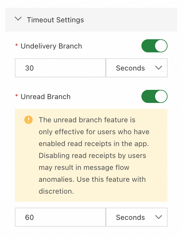 Timeout settings for the Viber component