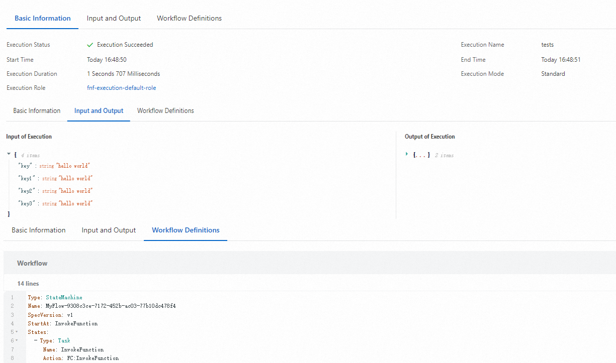 Execution Details page