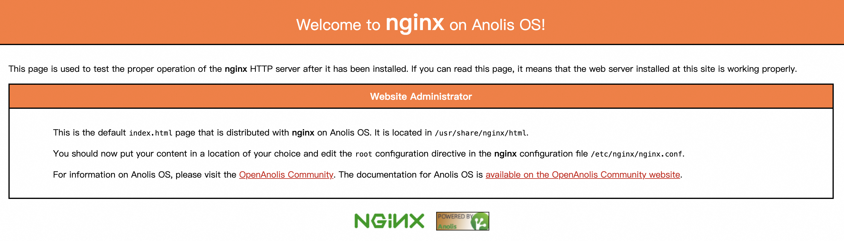 NGINX welcome page