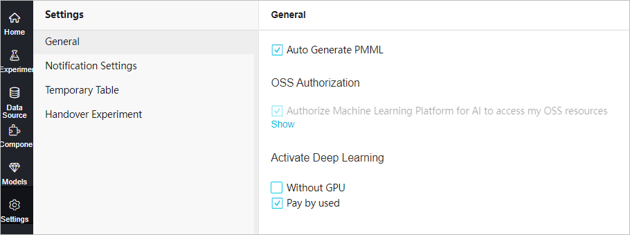 Authorize PAI to access your GPU RESOURCES AND OSS bucket