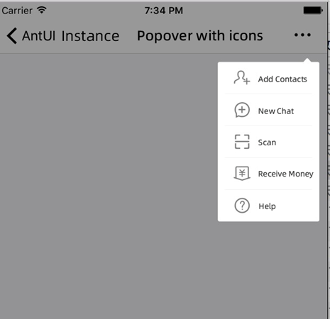 Popover with icons