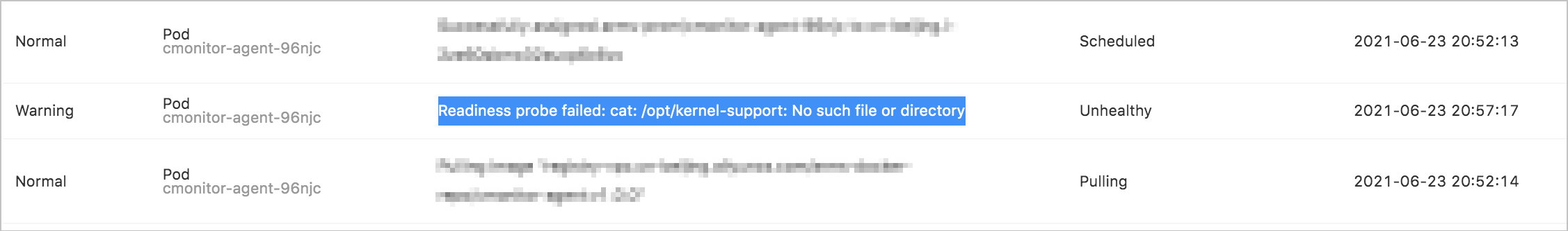 Exception of the readiness probe