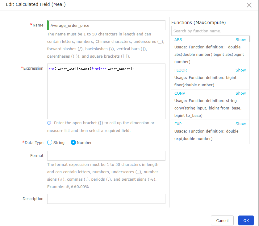 Configure the calculated field