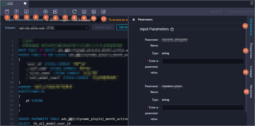 ODPS SQL Snippet node
