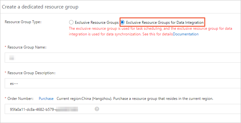 Create an exclusive resource group