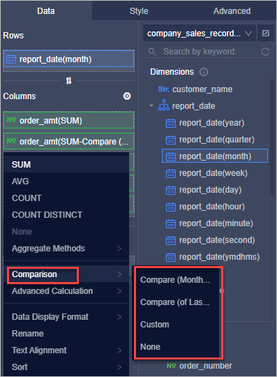 Configure month-on-month comparison-3.11