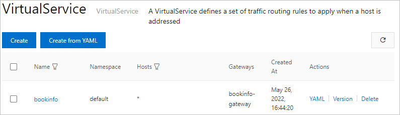 VirtualService page