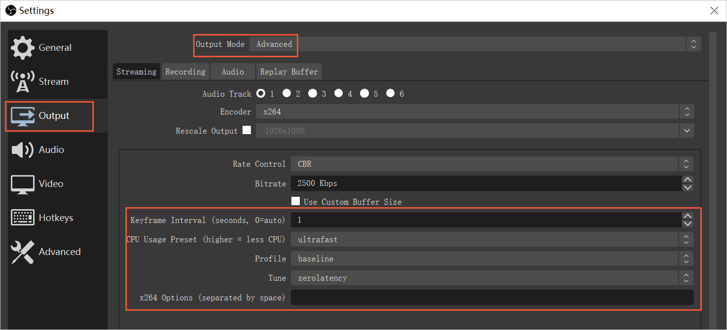 主播侧使用OBS进行推流2