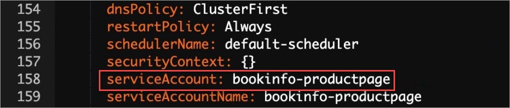 获取Productpage的serviceAccount