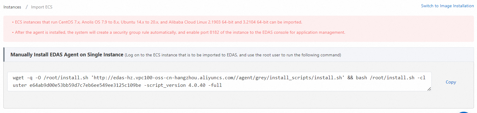 Manual Command Impor ECS