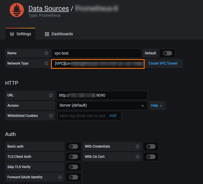 Konfigurasi Sumber Data VPC di Grafana