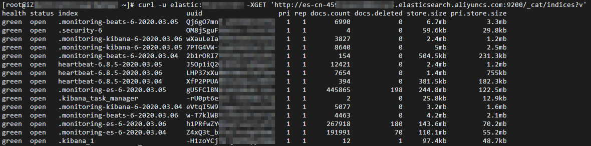 Query indexes in the cluster