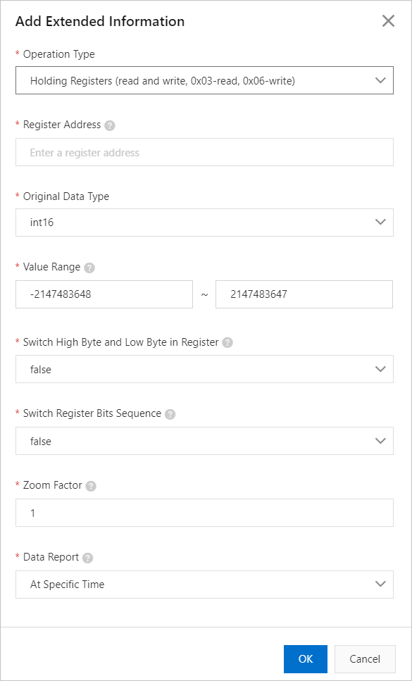 Add Extended Information dialog box
