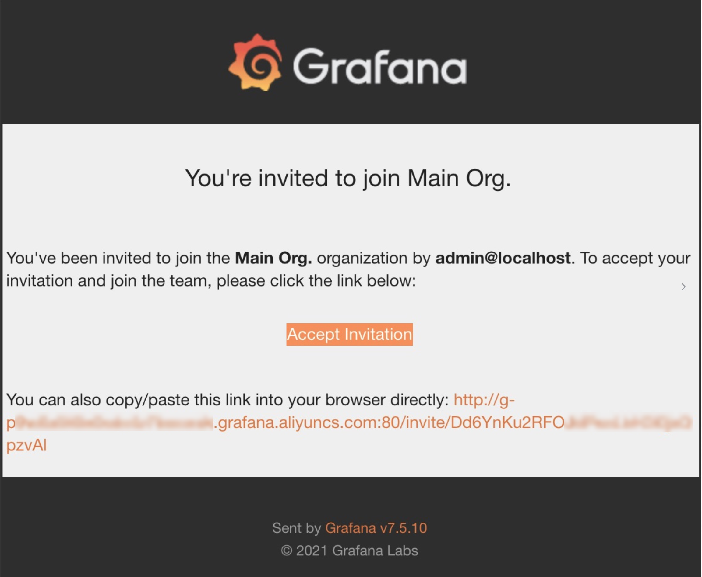 Invitation email