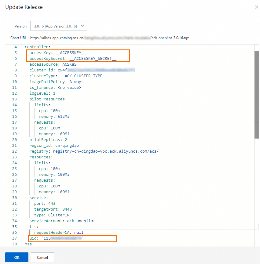 ack-onepilot configuration