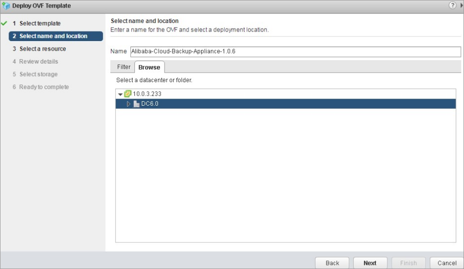 选择名称和位置
