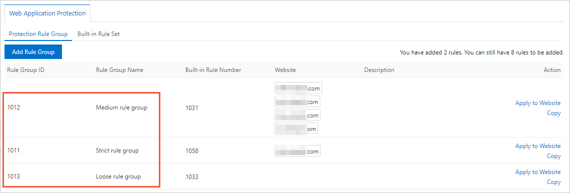 web攻击防护默认规则组