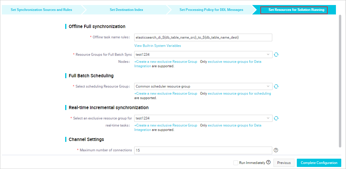 Set Resources for Solution Running