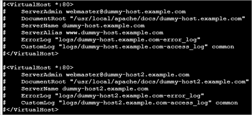 default virtual host information