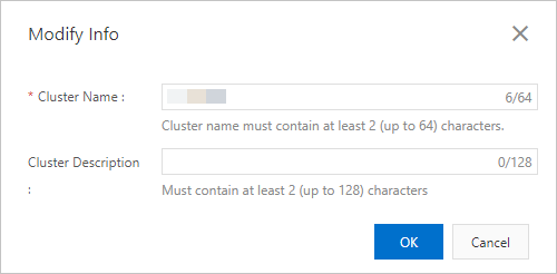 Modify cluster information 