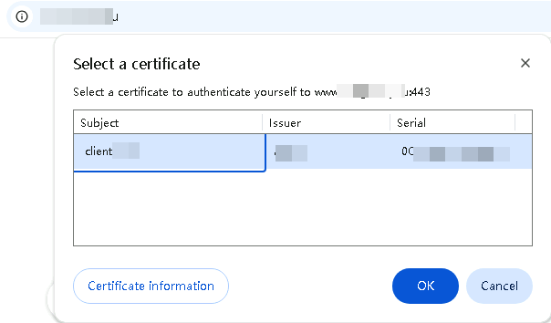 访问测试-选择证书