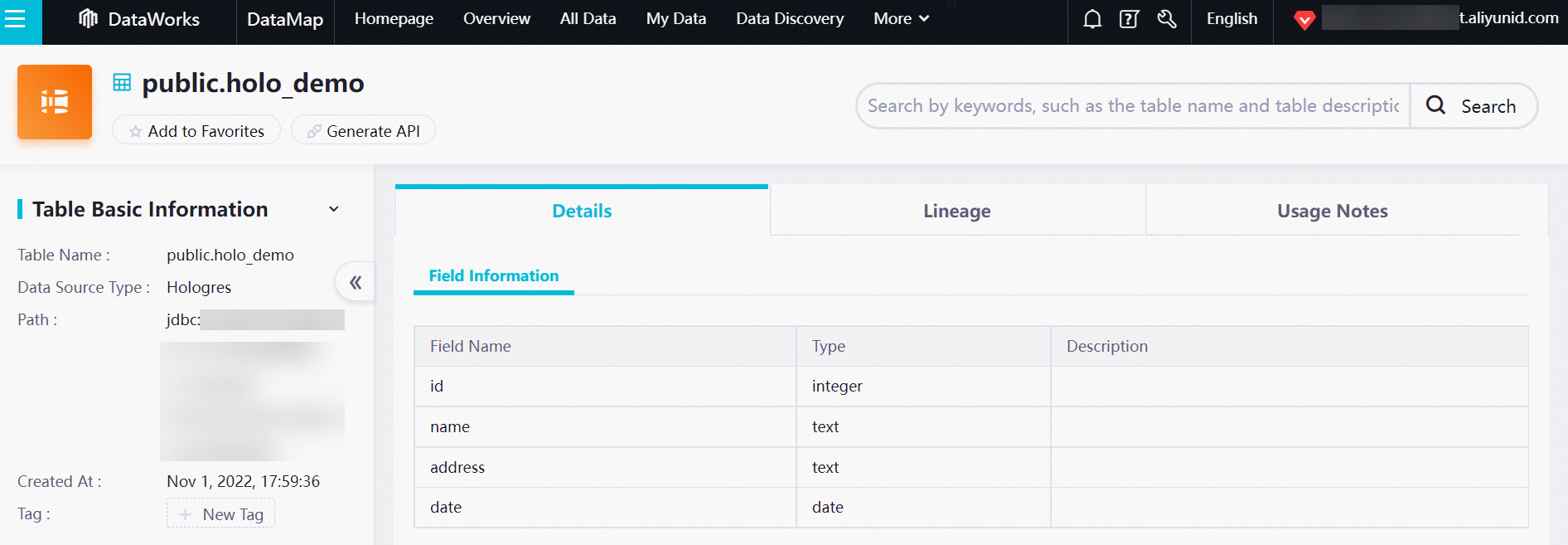 Metadata information
