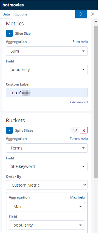 Pie chart configuration