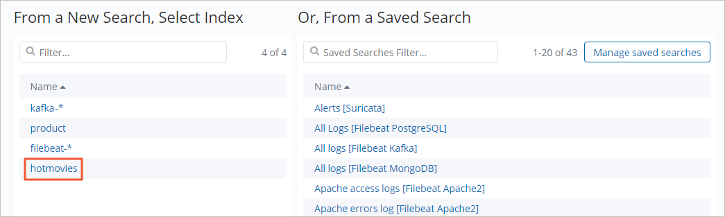 Click the index pattern