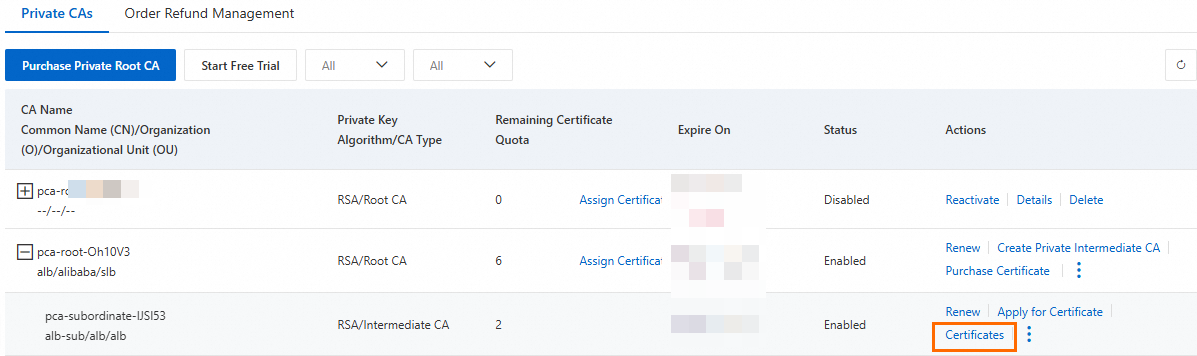 导出证书-证书列表