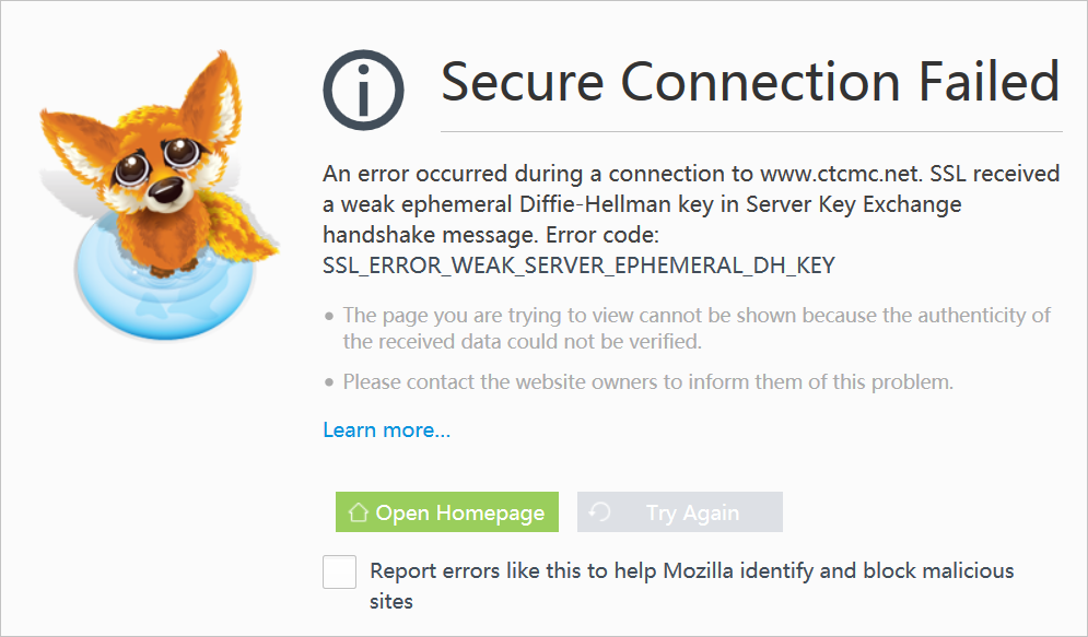 Connection failed, Mozilla Firefox