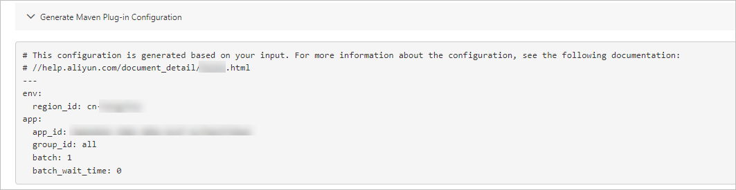 Generate Maven Plug-in Configuration