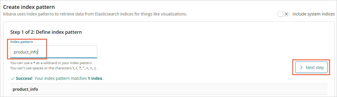 Create an index pattern