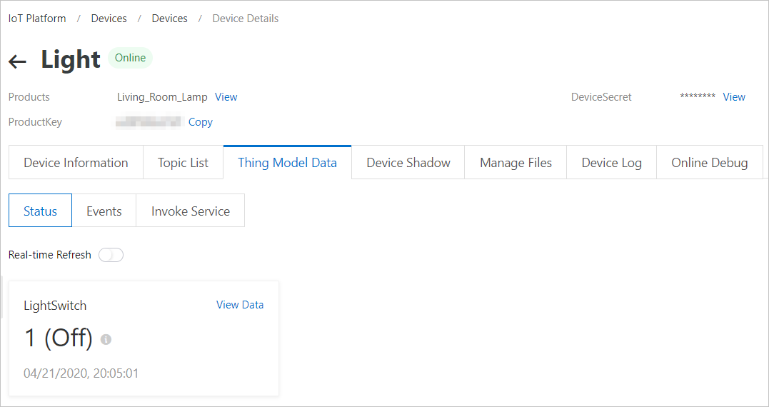 Status of the Light device