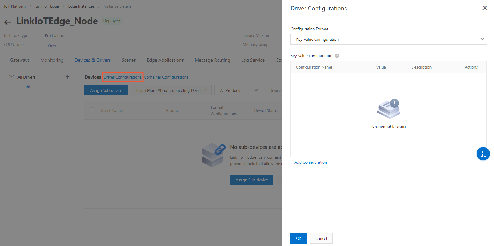 Configure the sample driver