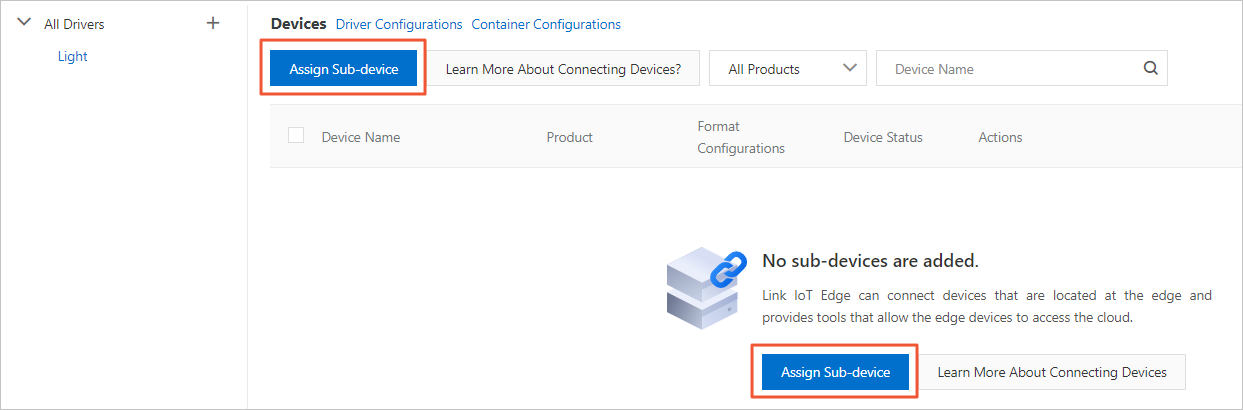 Assign a sub-device to the sample driver