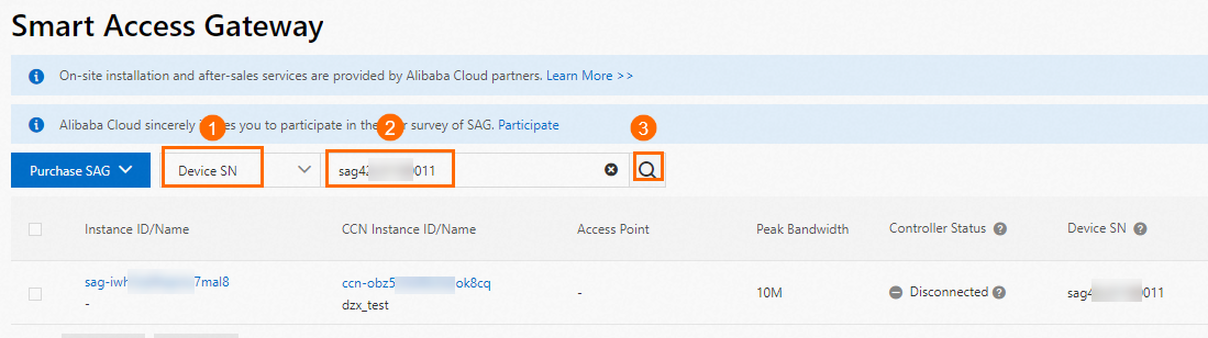 Search instances by serial number