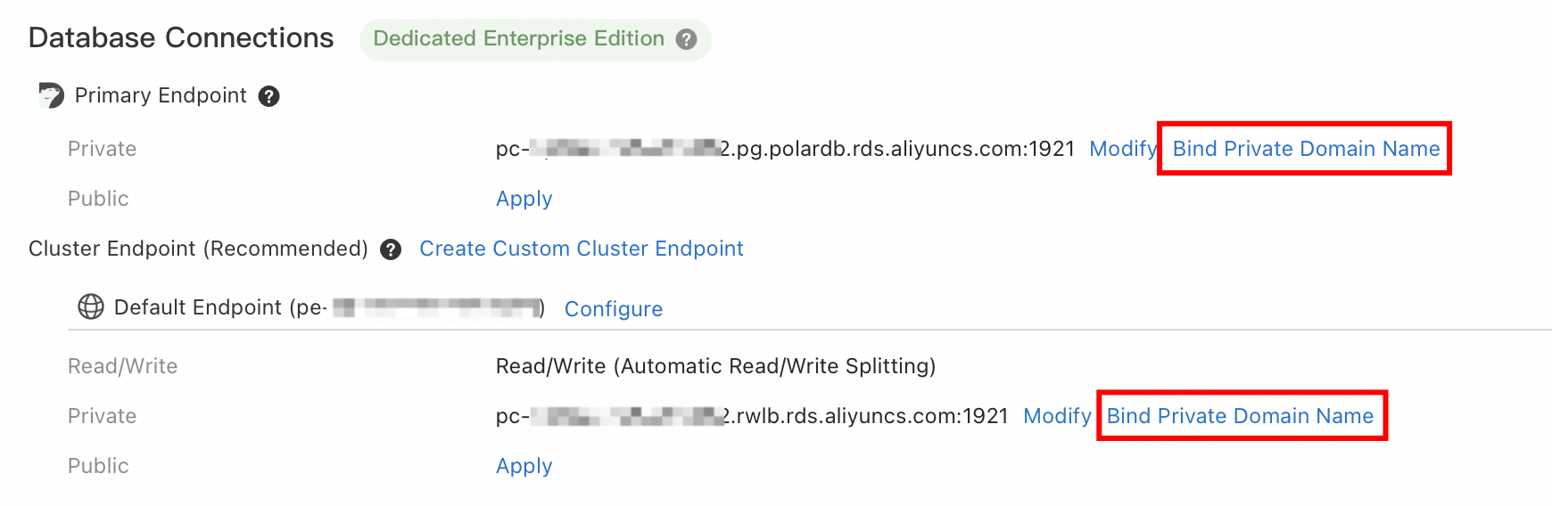 Bind a private domain name for PolarDB for PostgreSQL or PolarDB for Oracle