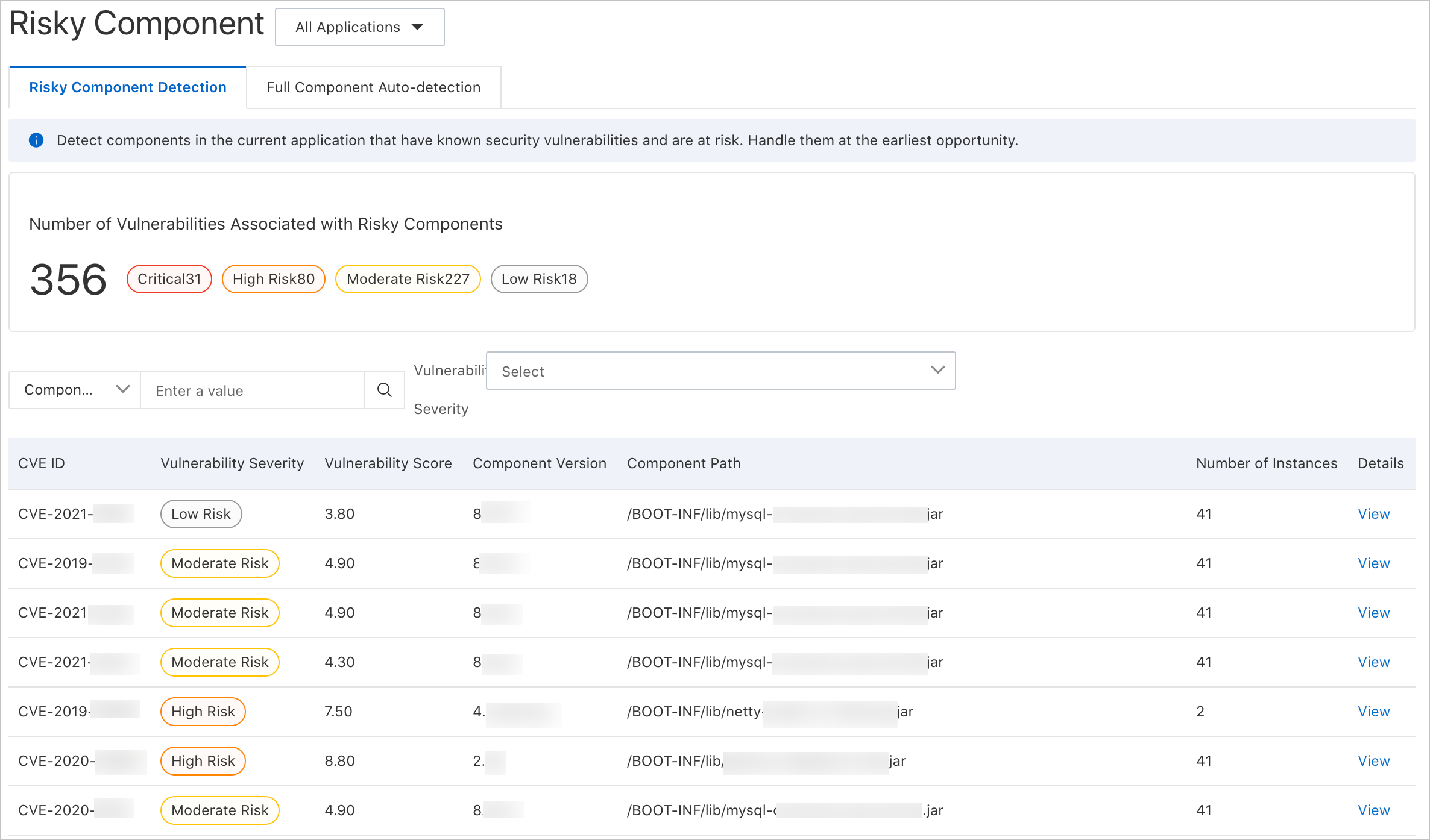 Risky component detection for Log4j 2 attacks