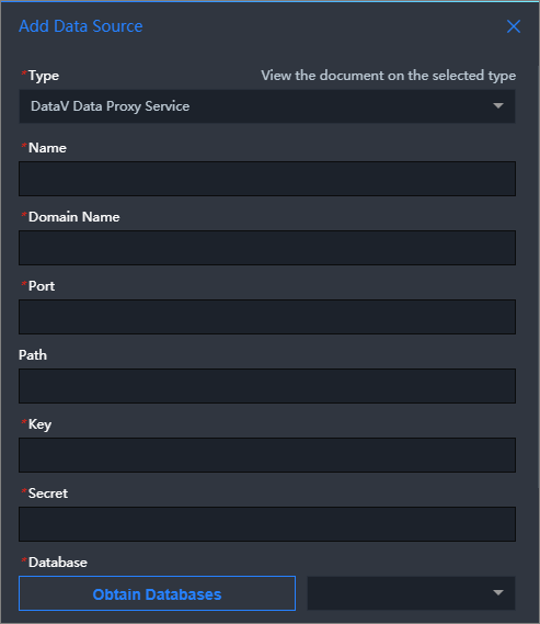 Tambahkan Sumber Data Proxy DataV